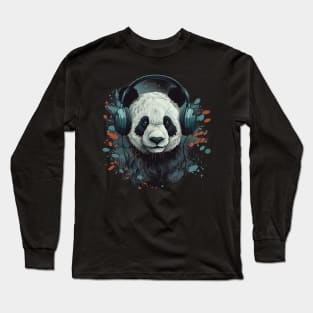 Panda bear in headphones Long Sleeve T-Shirt